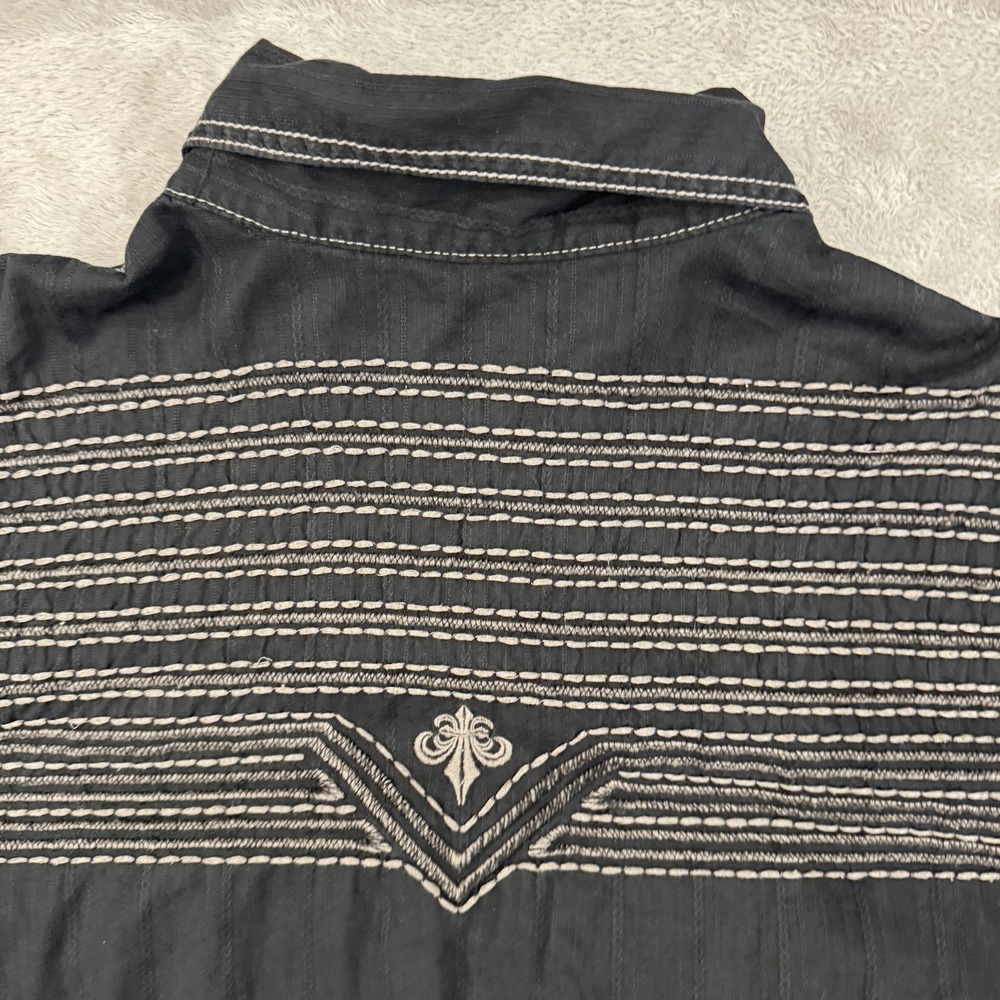 Affliction Shirt Mens XL Black Premium Buckle Western Cowboy Embroidered Stretch - Picture 12 of 16